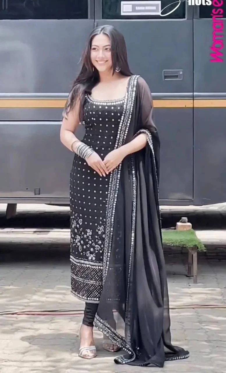 Black Georgette Suit sideview For Women