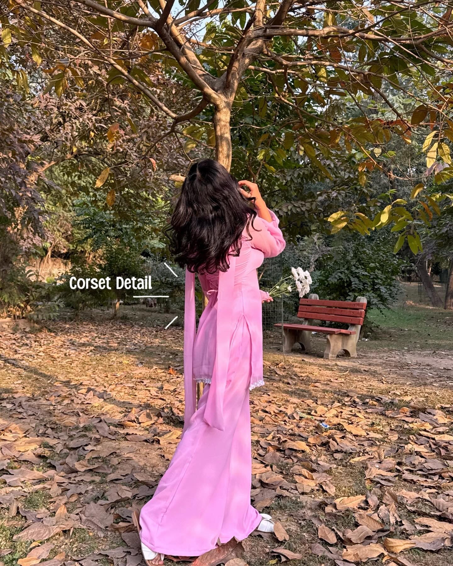 Baby Pink Georgette Sharara Suit backview For Women