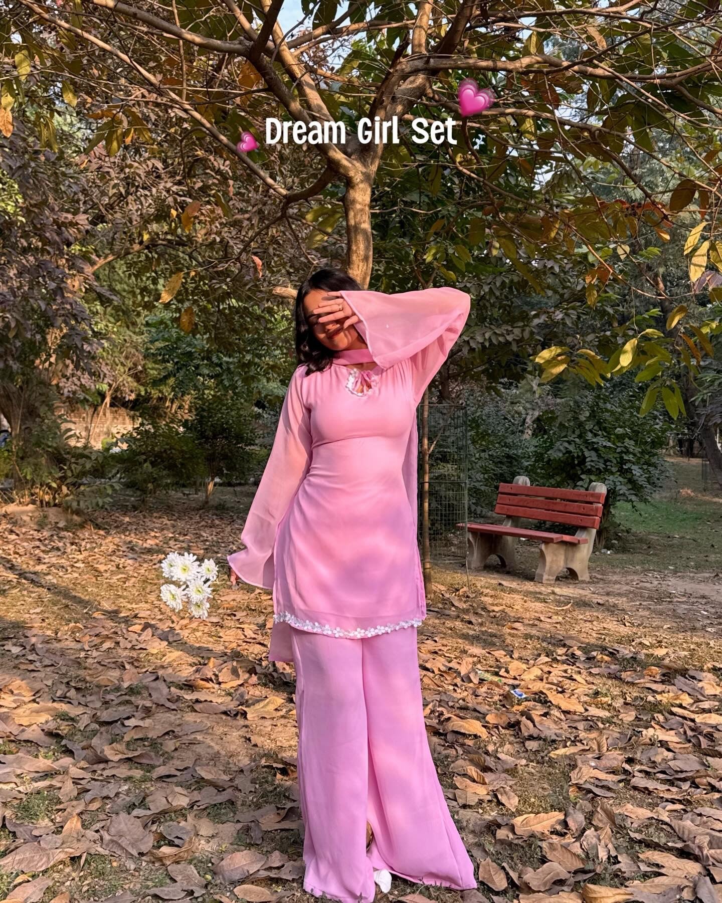 Baby Pink Georgette Sharara Suit For Women | Festive Wear