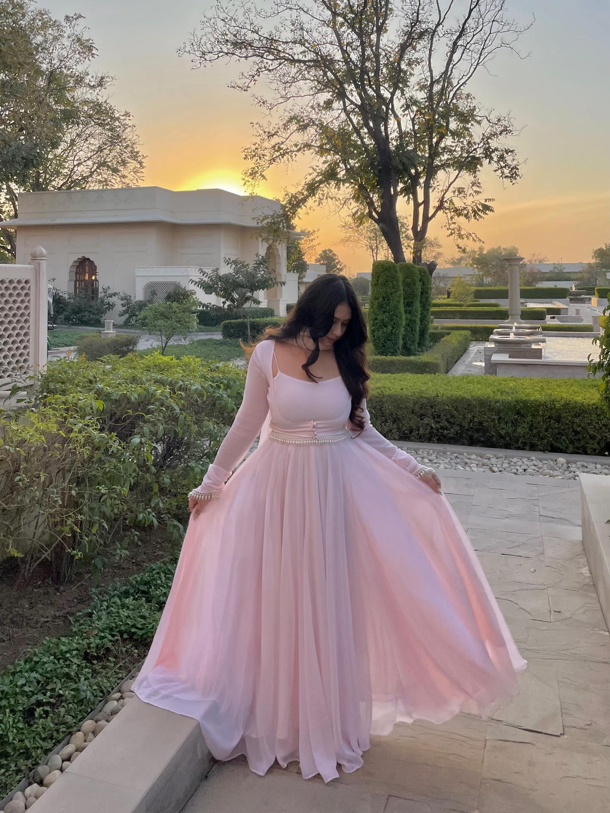 Baby Pink Georgette Anarkali Gown For Women | Party Wear & Special Occasions