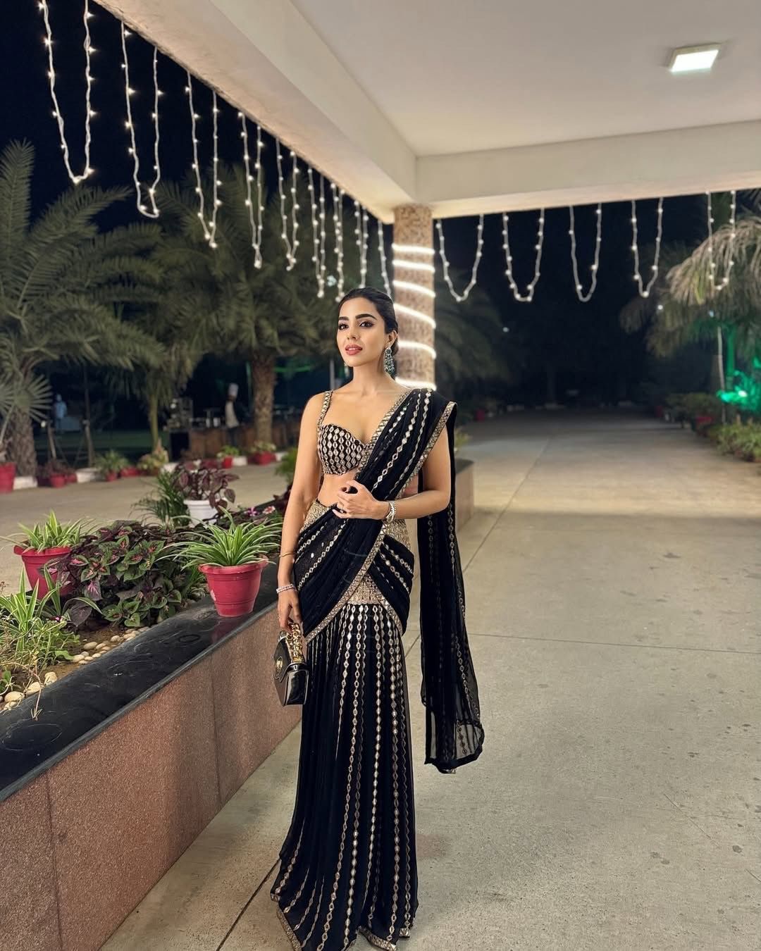 Black Georgette Lehenga Saree For Women | Festive Party Wear