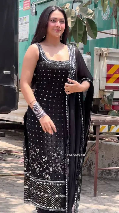 Black Georgette Suit closeview For Women 
