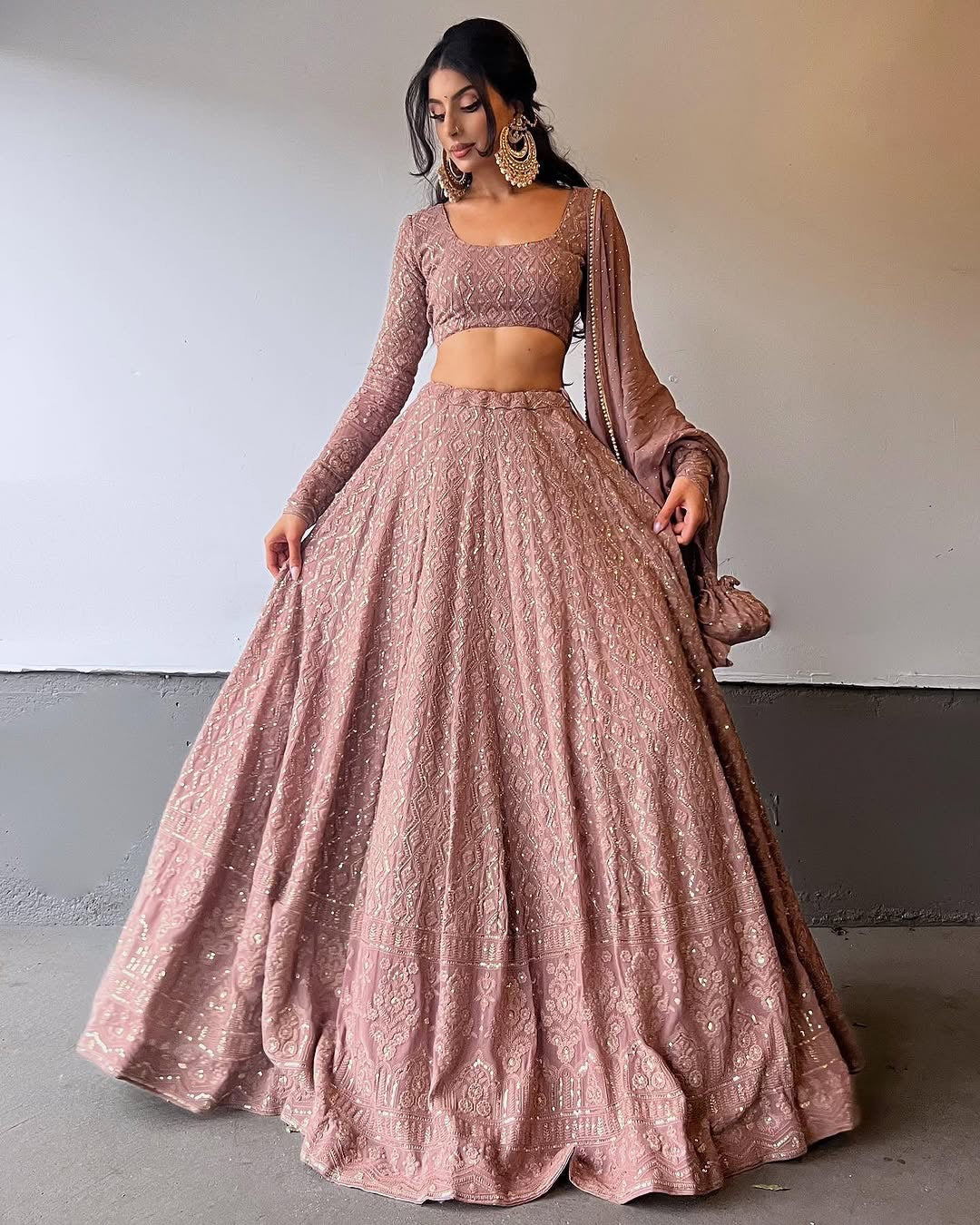chocolate brown georgette lehenga choli For Women | Wedding Wear 