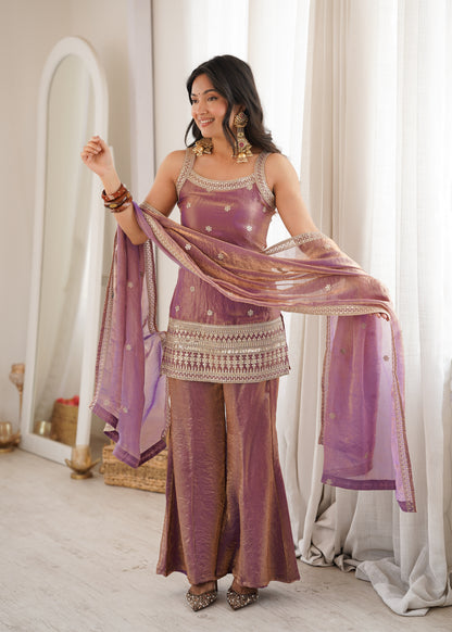 Dusty Pink Frendy Silk Suit frontview For Women