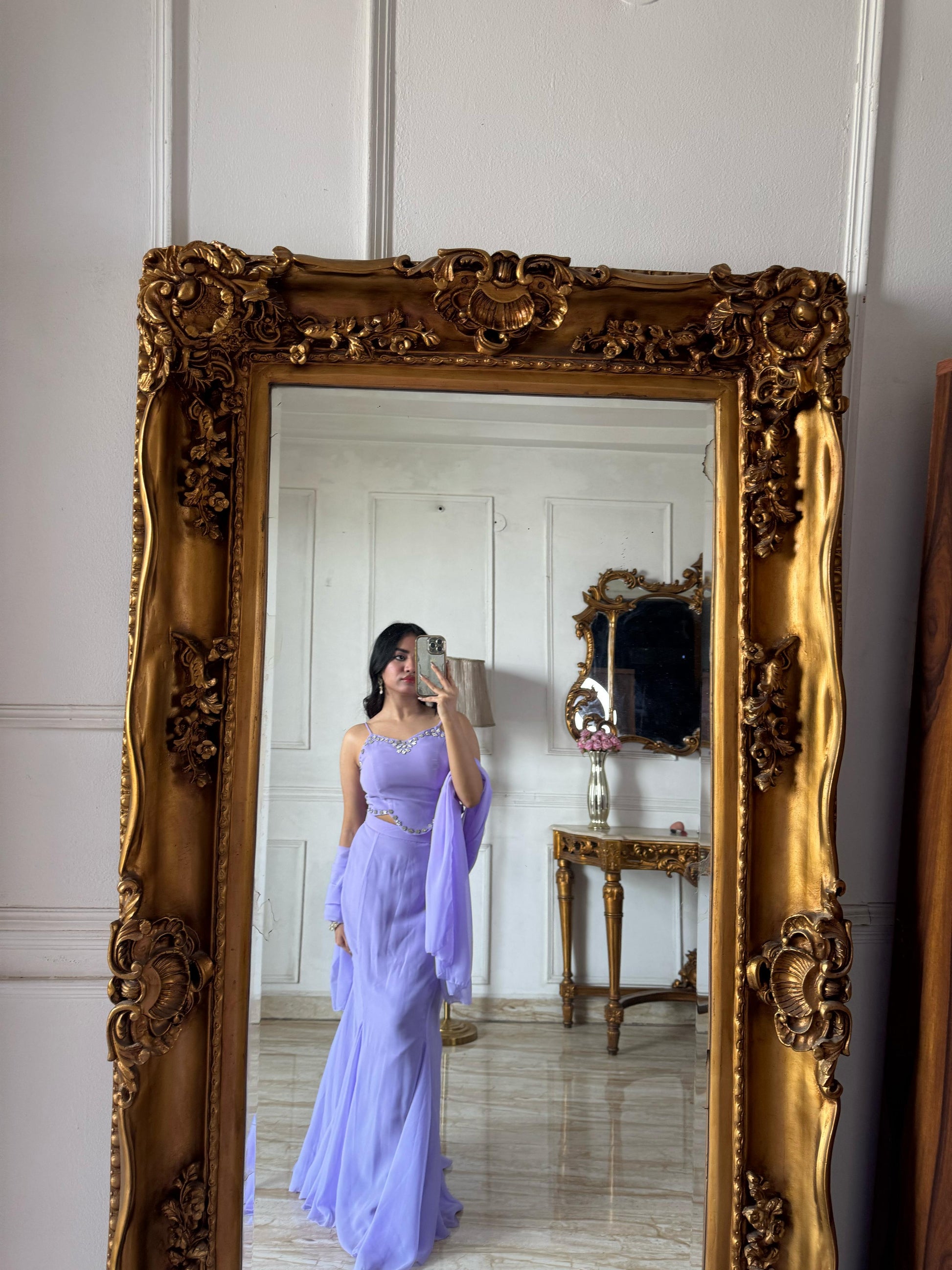 Levender Georgette Lehenga Choli rightview For Women