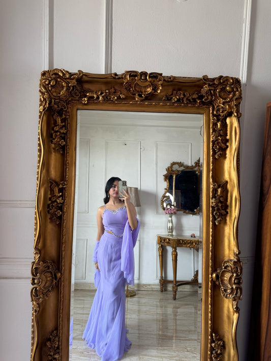 Levender Georgette Lehenga Choli rightview For Women