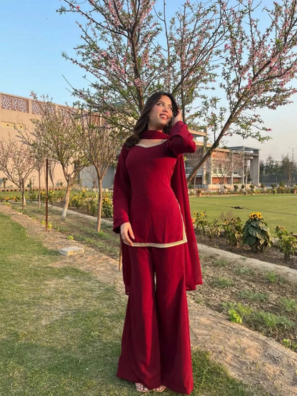 Maroon Georgette Sharara Suit For Women | Festive Wear