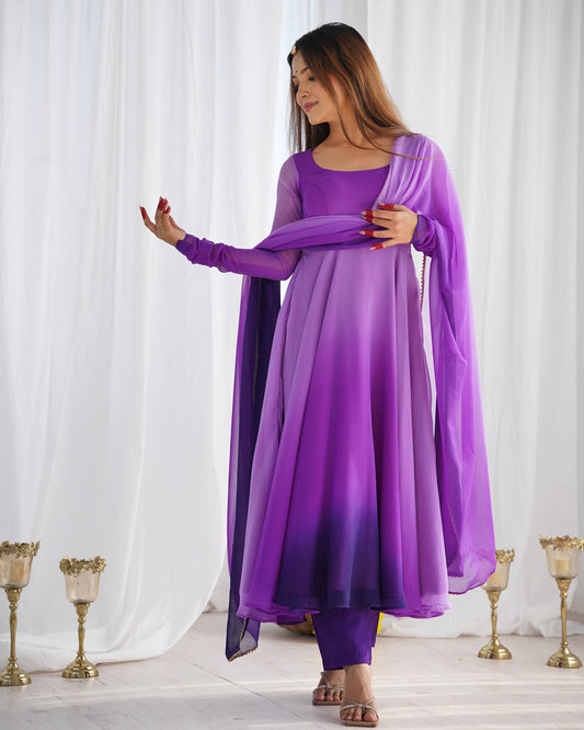 Purple Georgette Anarkali Suit For Women Festive Occasions