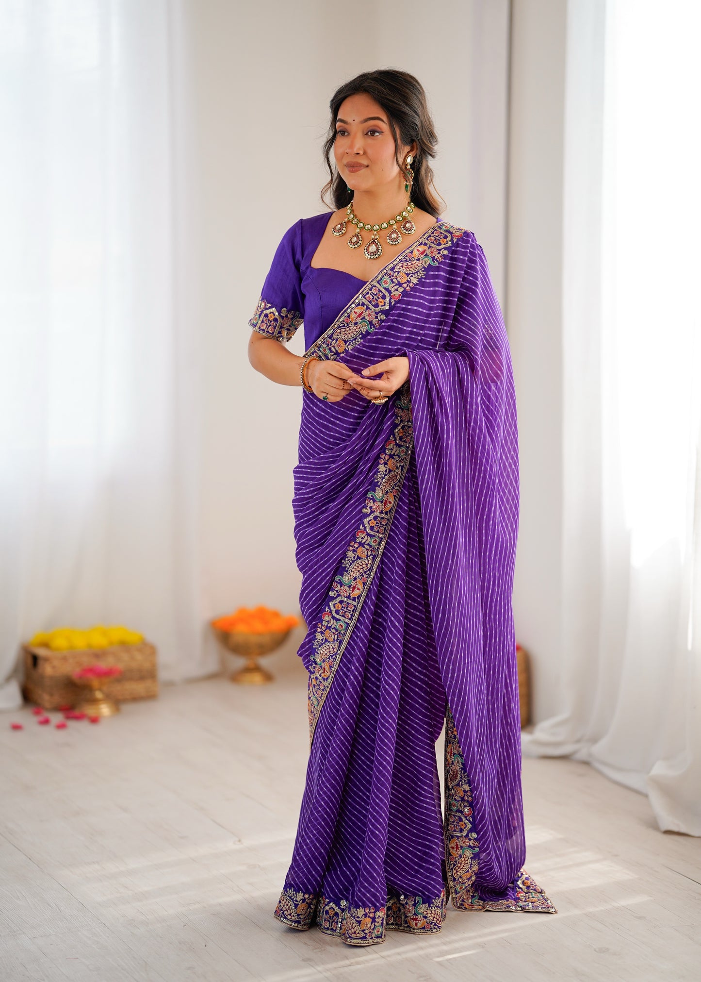 Purple Georgette Saree For Women | Party Wear 