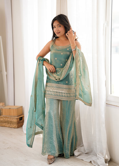 Sea Green Frendy Silk Suit For Women | Festive Wear